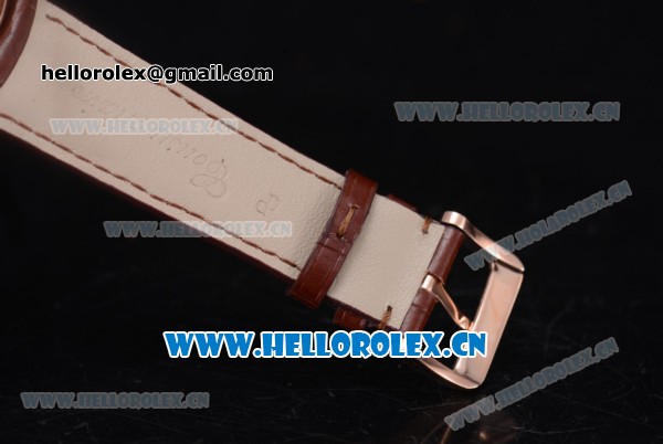 Audemars Piguet Jules Audemars Clone AP Calibre 3120 Automatic Rose Gold Case with Stick Markers Silver Dial and Brown Leather Strap - Click Image to Close